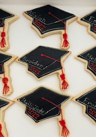Grad cap sugar cookies personalized box 1 (June 24 2022)