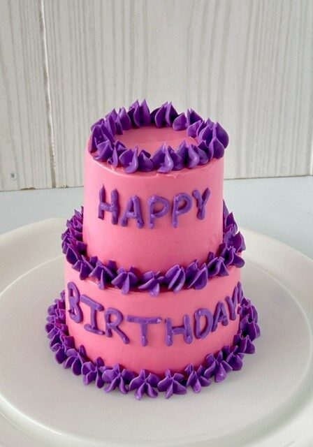 GramE's mini tiered bday cake full view (March 13 2022)