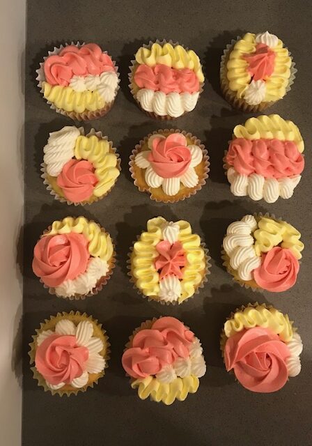 Tropical Fruit Cupcakes with Assorted Piping